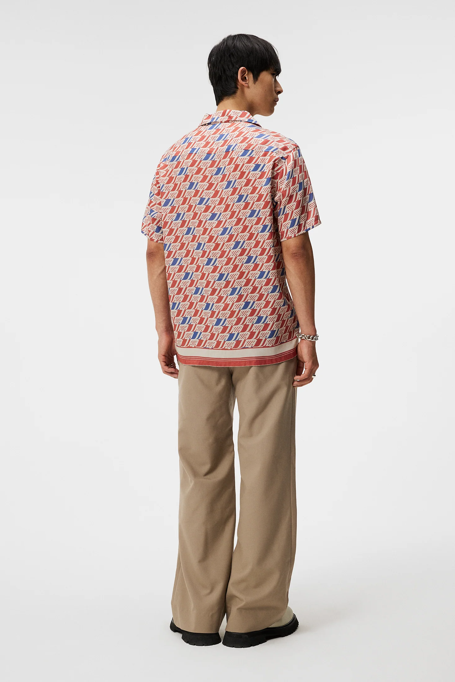 Elio Tencel Moto Print Shirt / Moto Monogram Border Cedar - Image 3