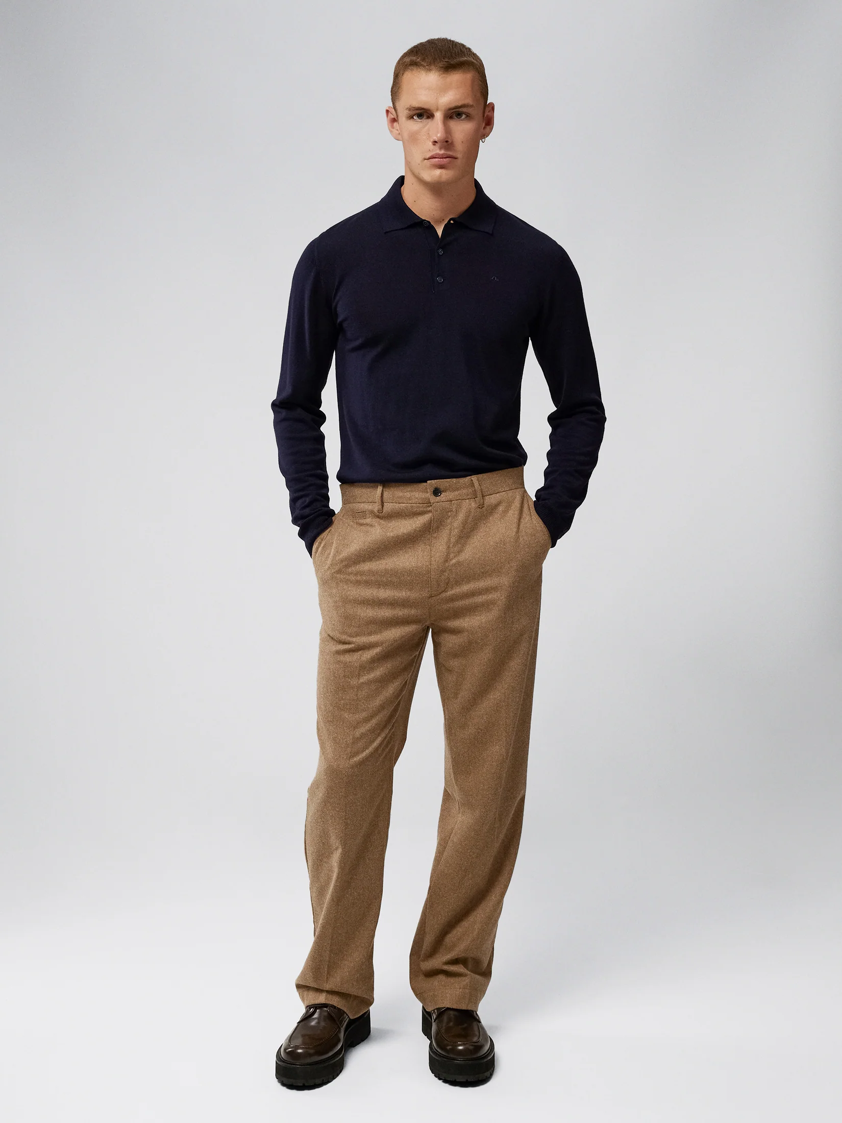 Noel Light Merino Polo Shirt / JL Navy - Image 4