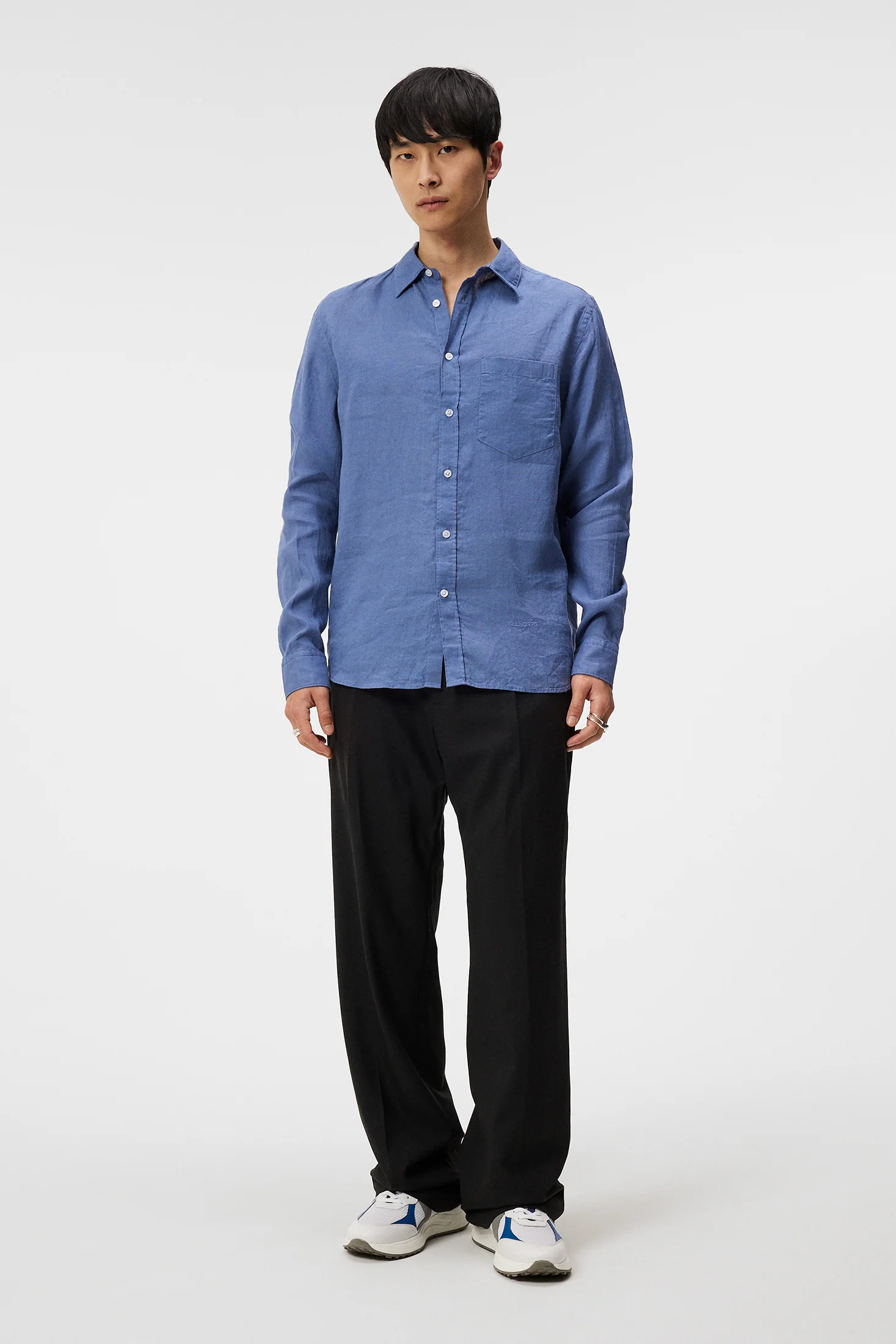 Reg LS Clean Linen Shirt / Bijou Blue - Image 4