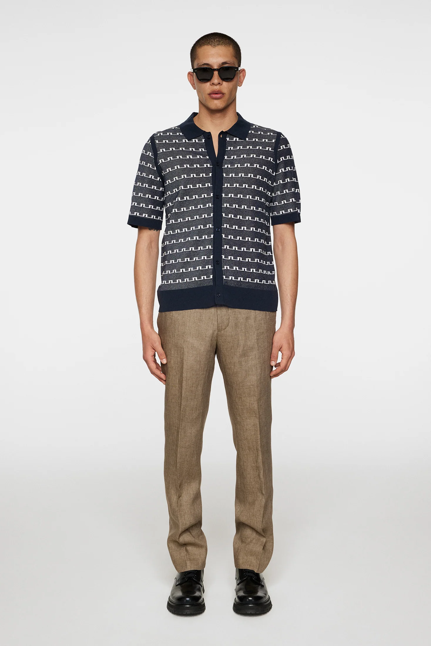 Rolando Logo Jacquard Polo / JL Navy - Image 4