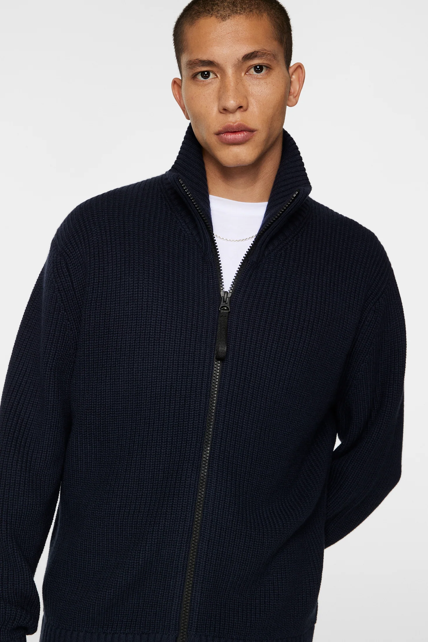 Skyler Wool Blend Zip Cardigan / JL Navy - Image 4