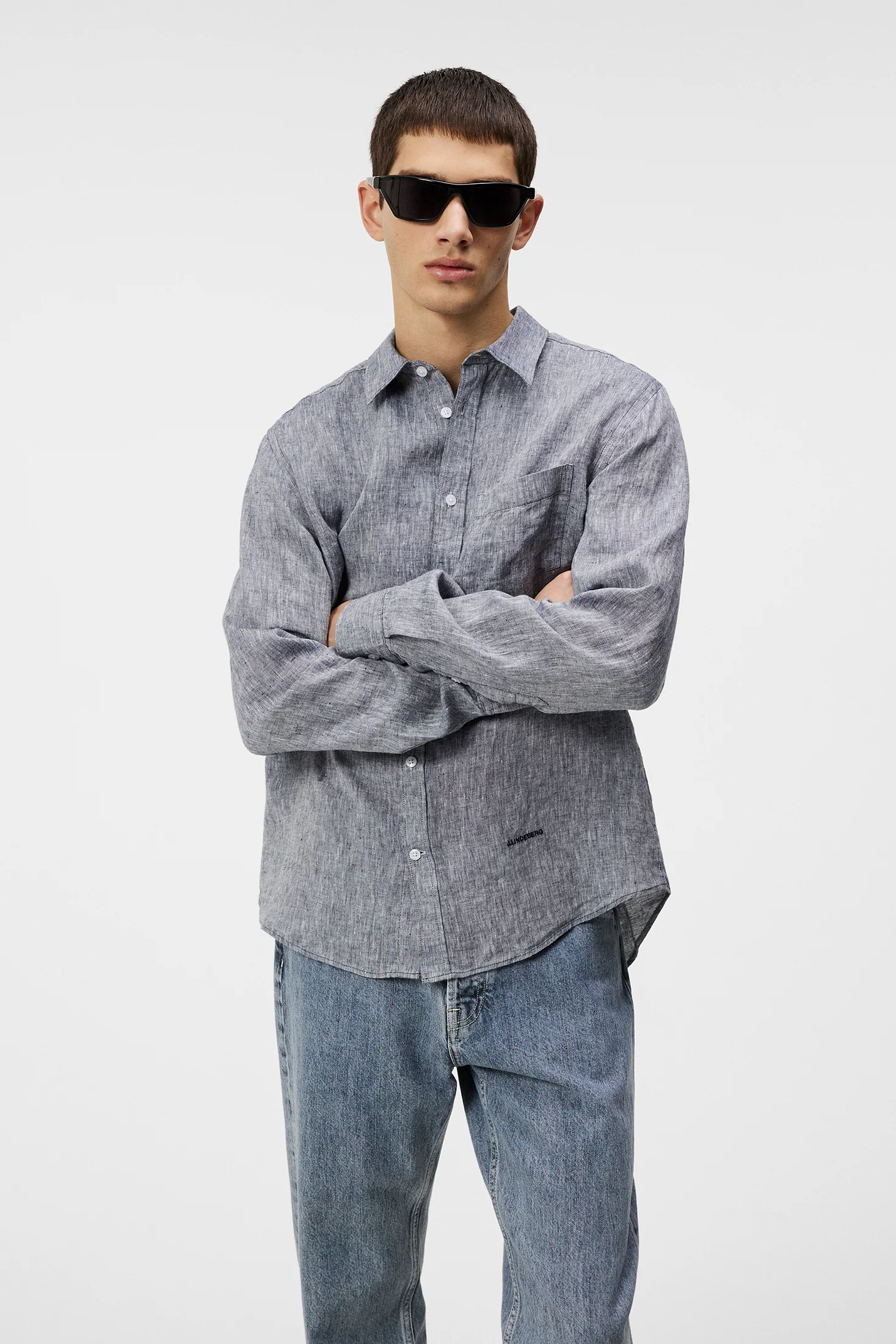 Slim LS Linen Melange Shirt / JL Navy - Image 2