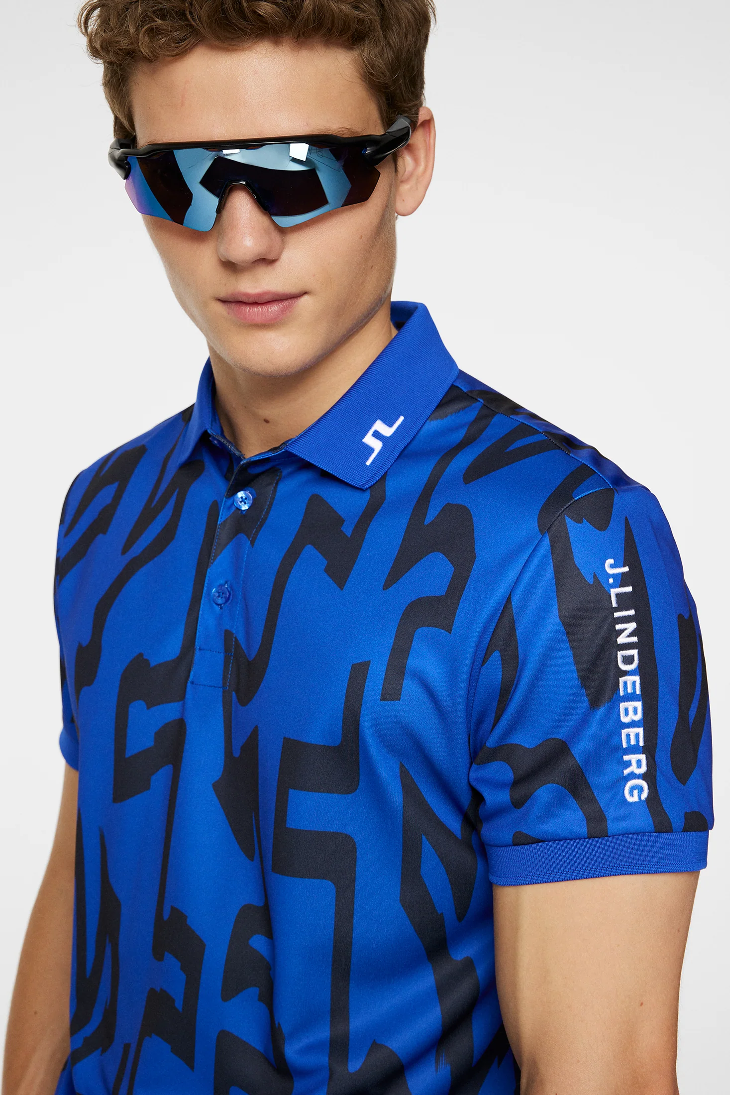 Tour Tech Reg Fit Print Polo / Glitch Bridge Blue - Image 5