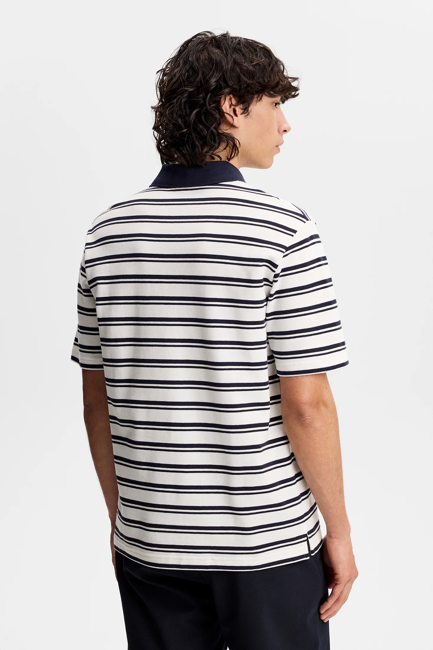 Trond Striped Polo Pique / JL Navy - Image 3
