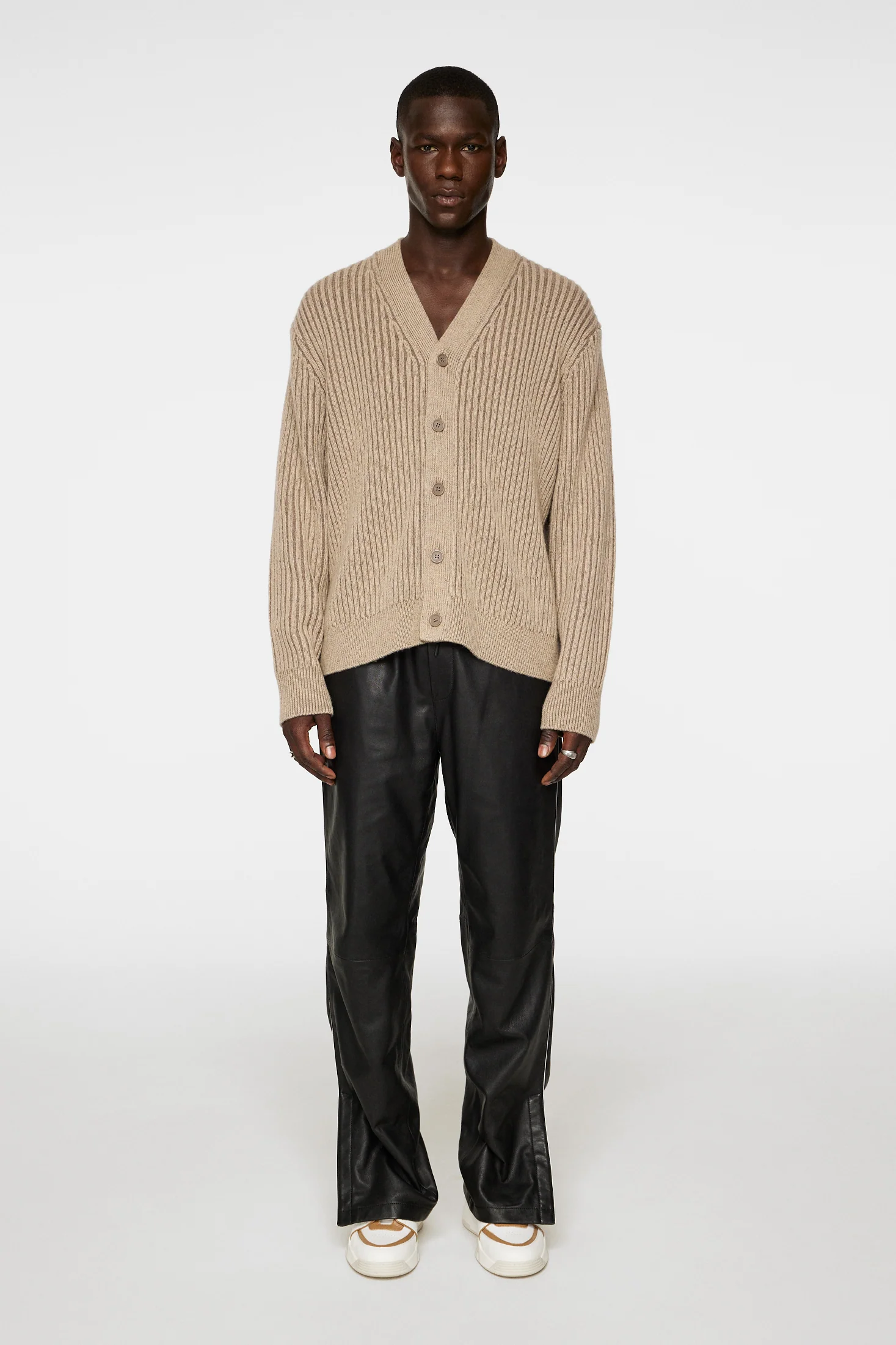 Twin Plated Knit Cardigan / Tiger Brown - Image 4