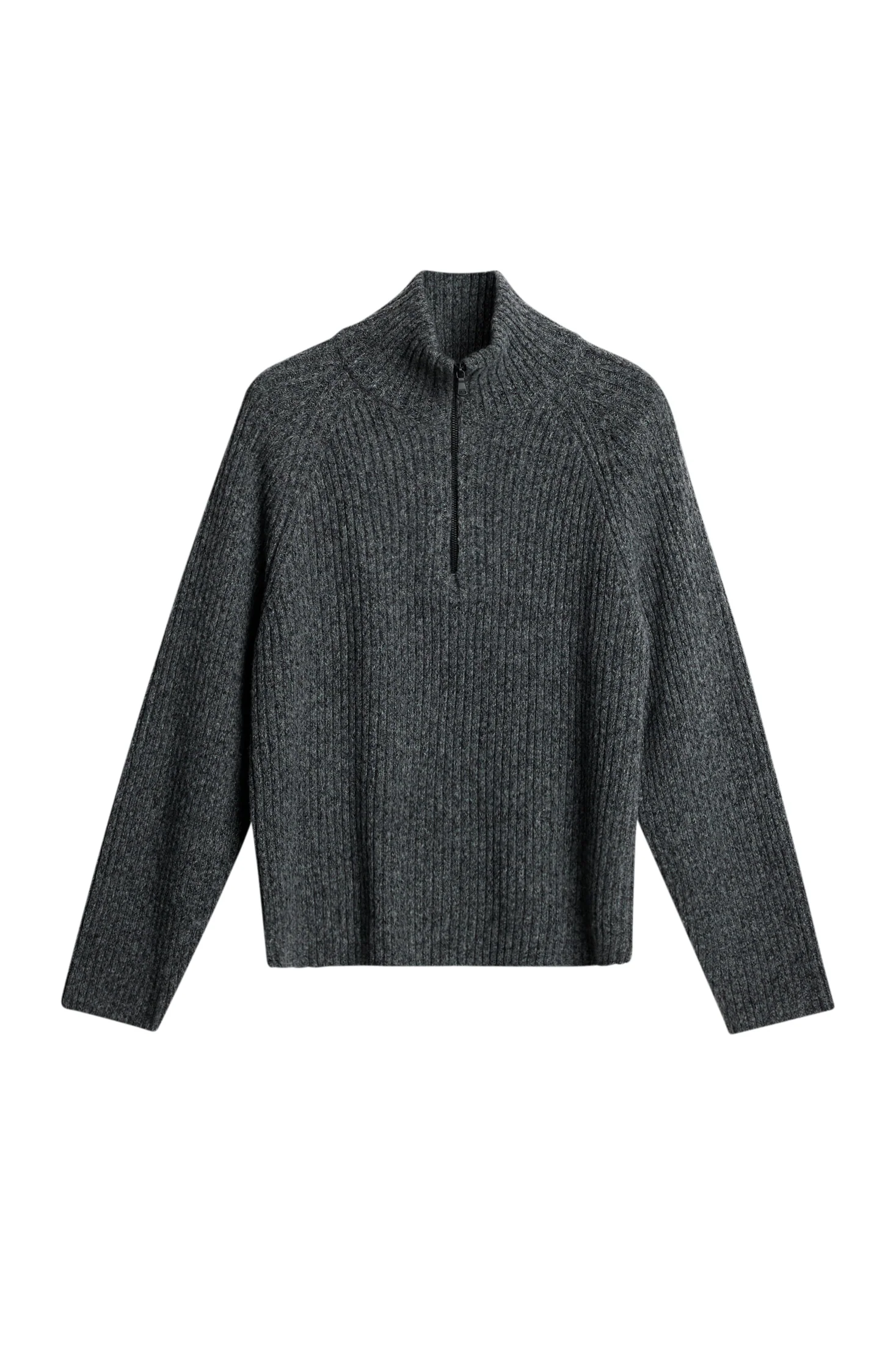 Victor Zip Wool Sweater / Dark Grey Melange