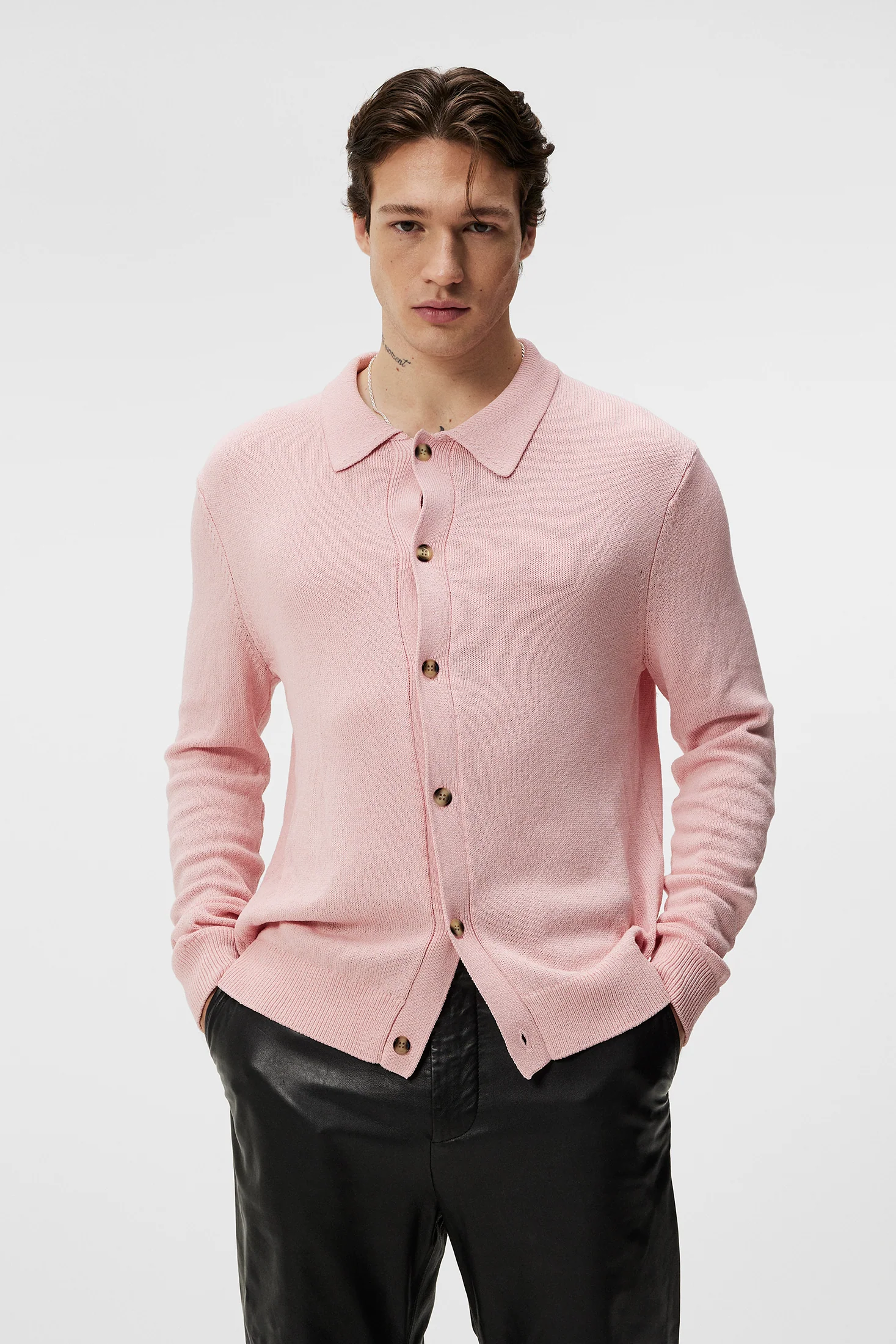 Willem Textured Knit Polo / Powder Pink - Image 2
