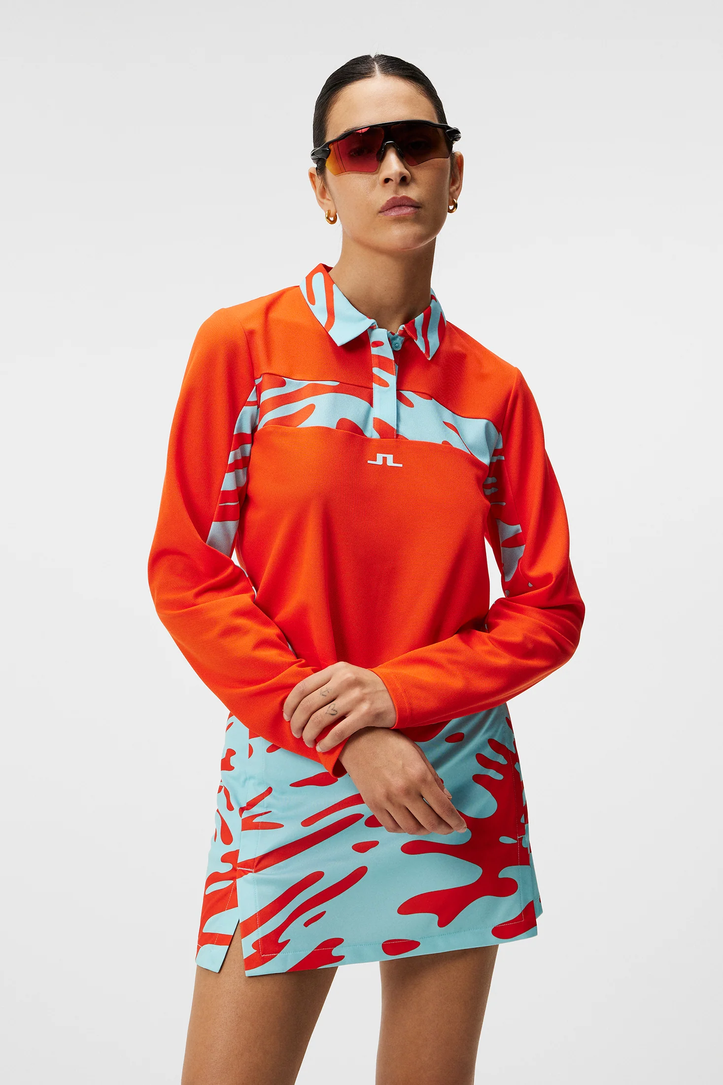 Zahara Long Sleeve Polo / Tangerine Tango - Image 2