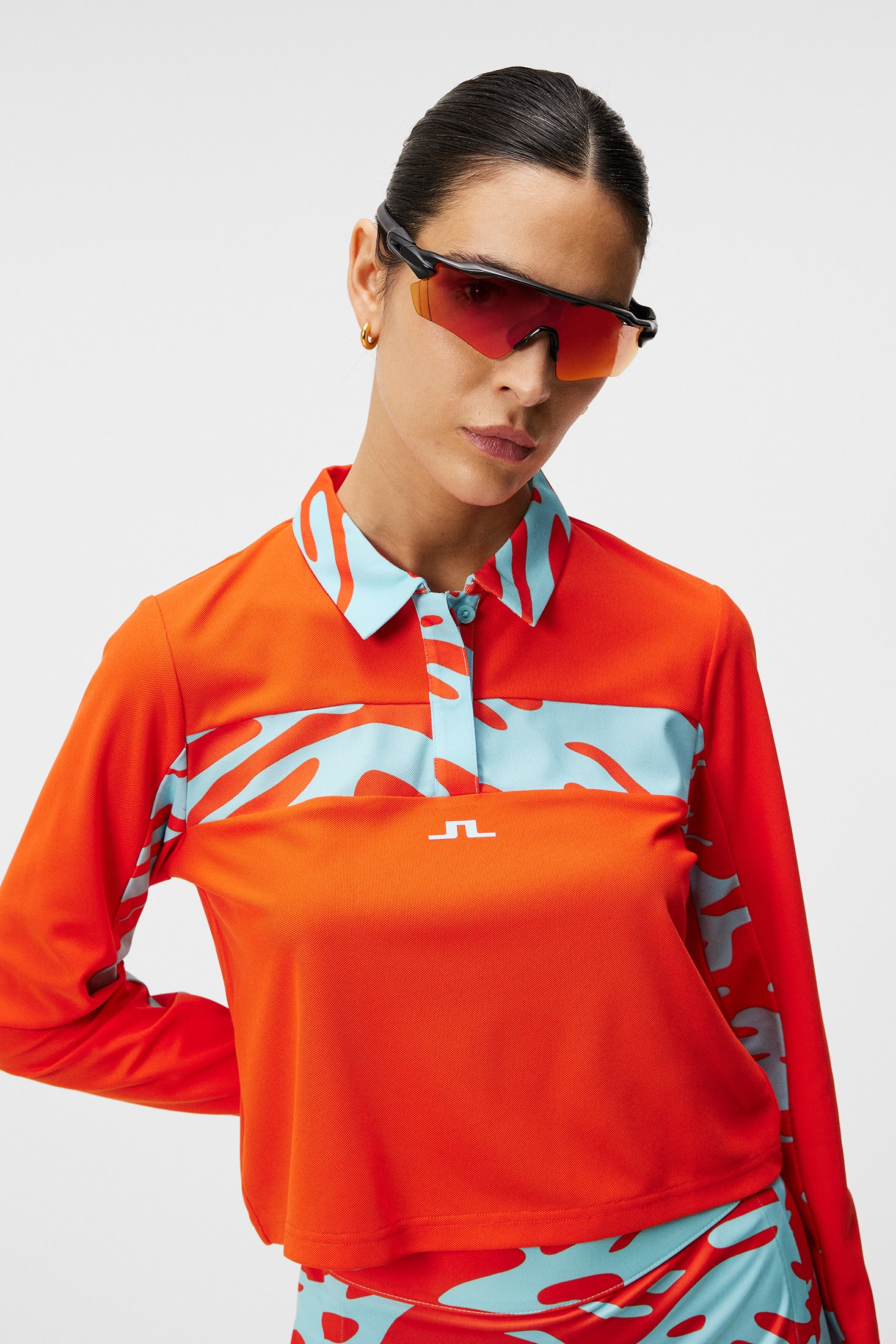 Zahara Long Sleeve Polo / Tangerine Tango - Image 5